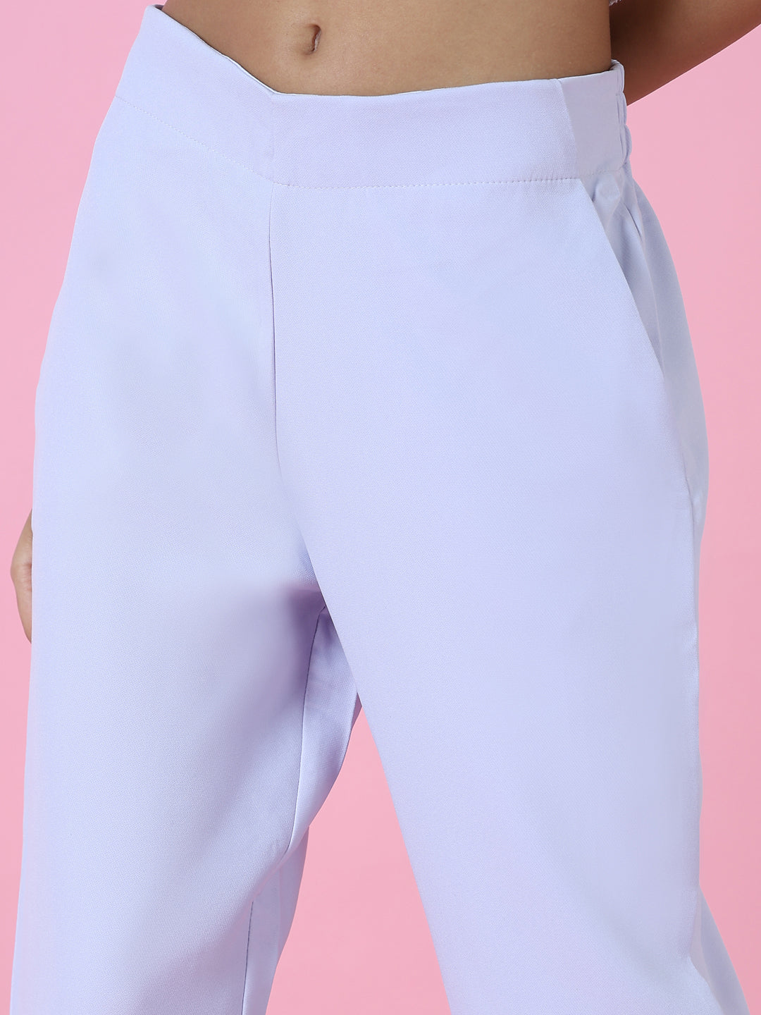 Women's Lavender Regular Fit Cotton Comfort Formal Trousers