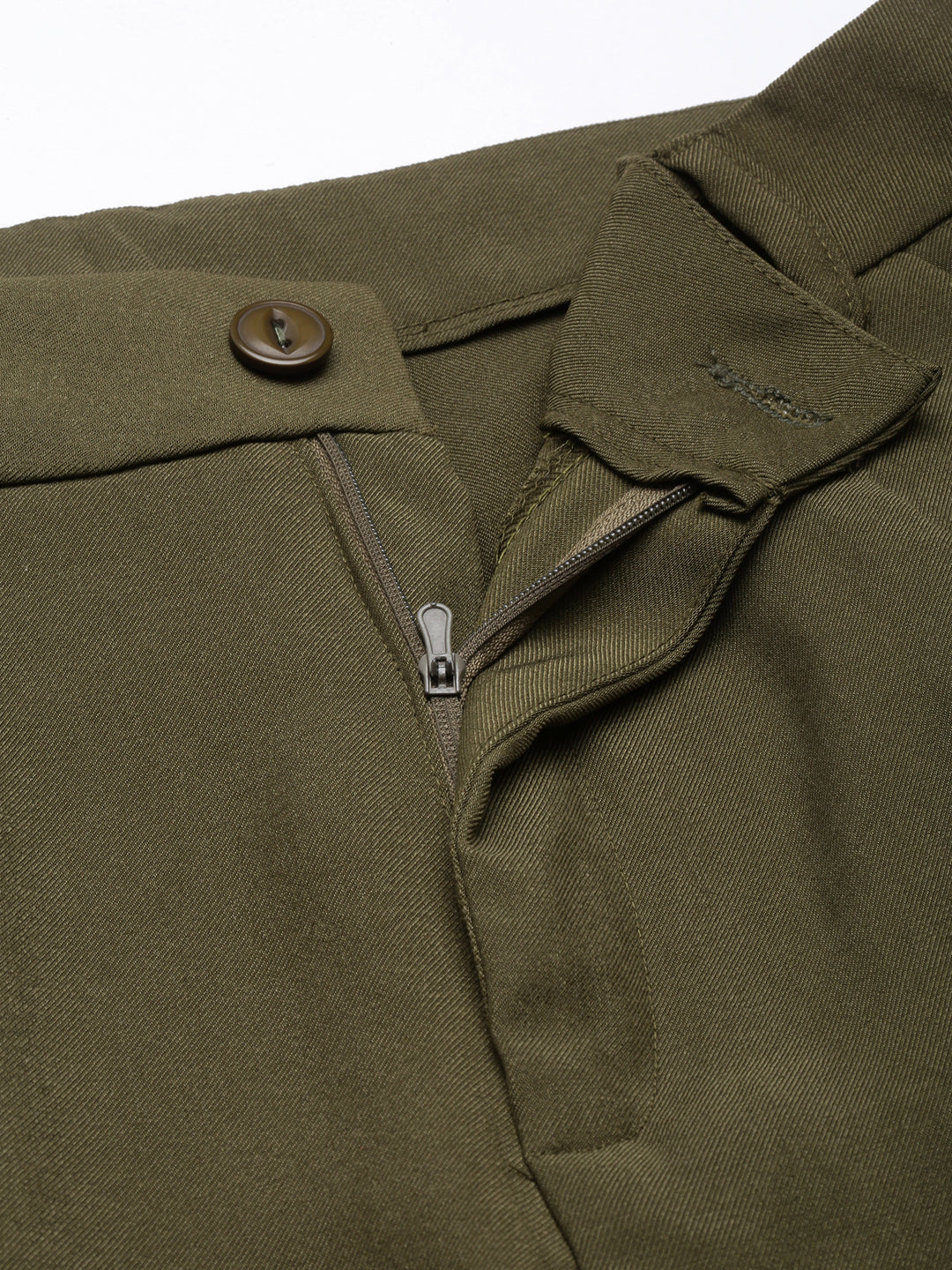 Women's Olive Comfort Fit Mid Rise Cotton Parallel Trouser