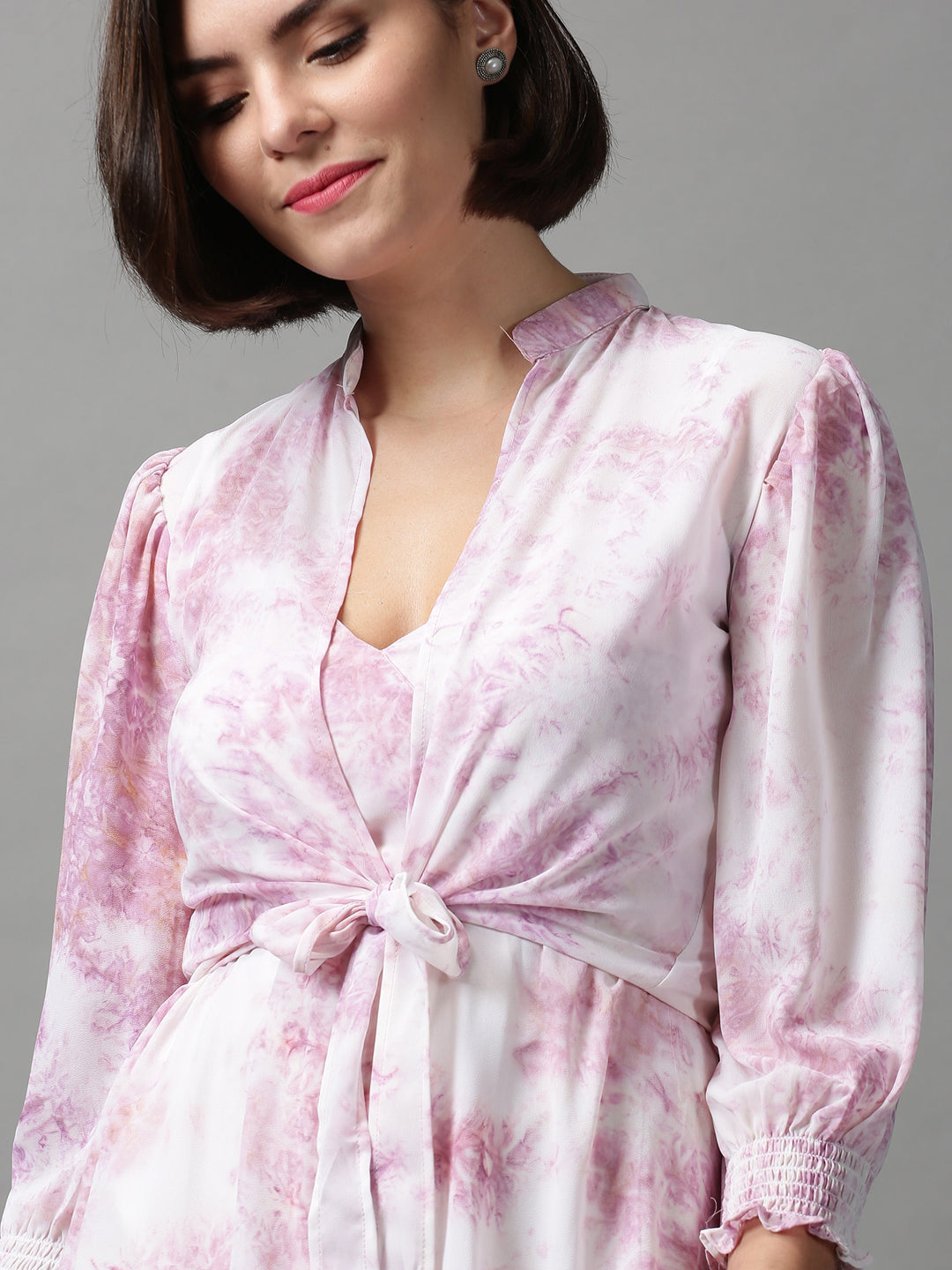 Women's White Floral V-Neck A-Line Dress