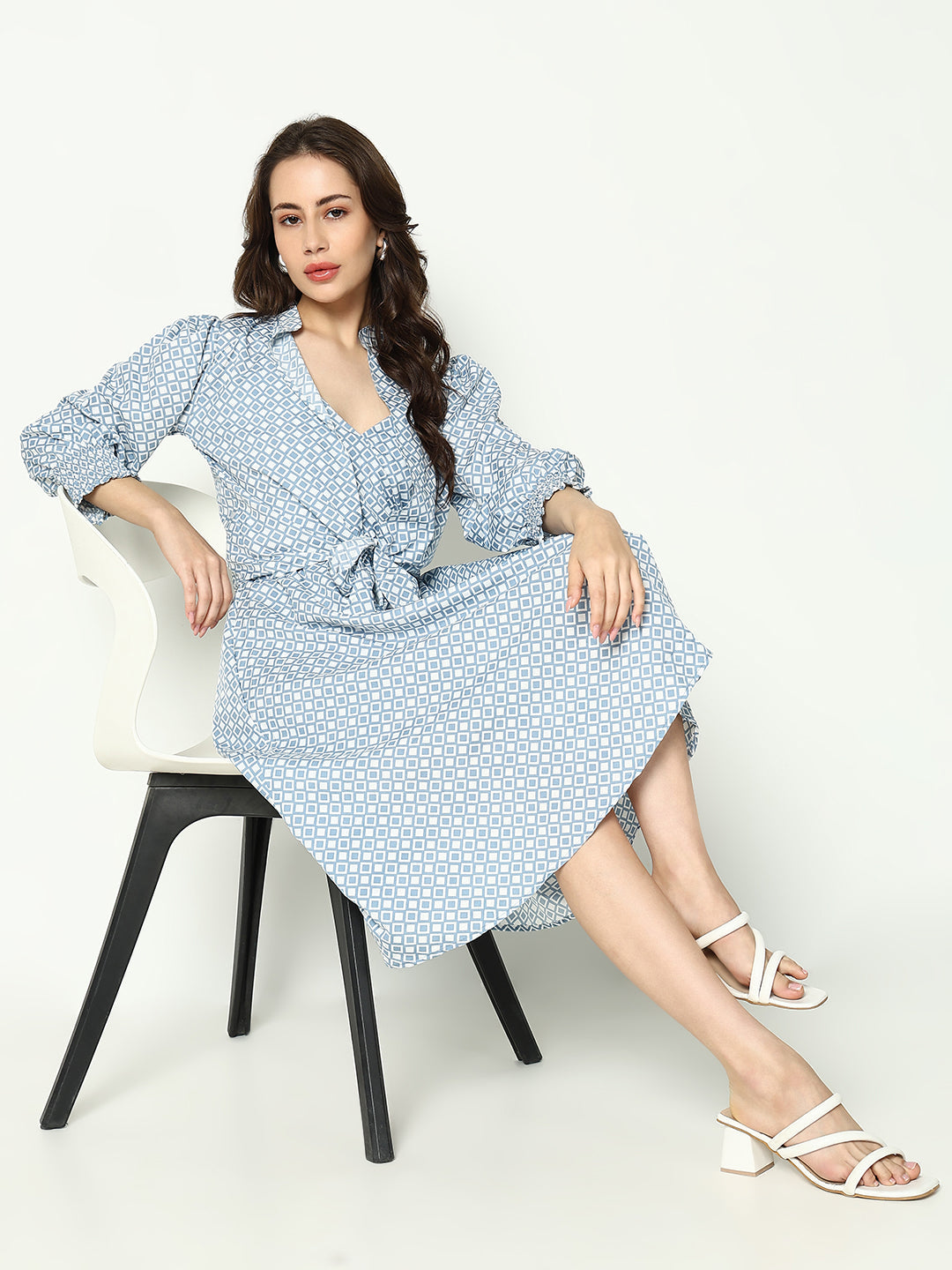 Women's Blue Crepe Dress