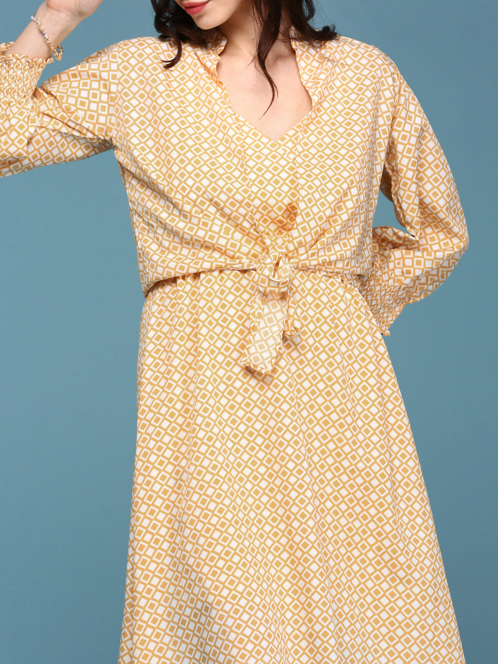Women's Yellow Crepe Dress