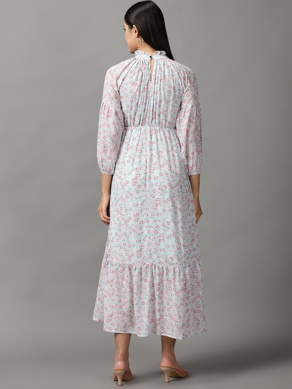 Women's Multi Floral Chiffon Fit & Flare Dress