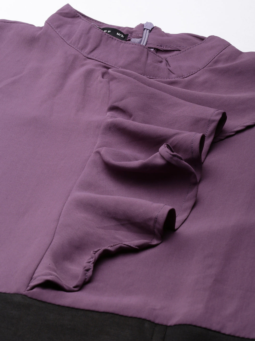 Women's Purple Ruffled Crepe A-Line Dress