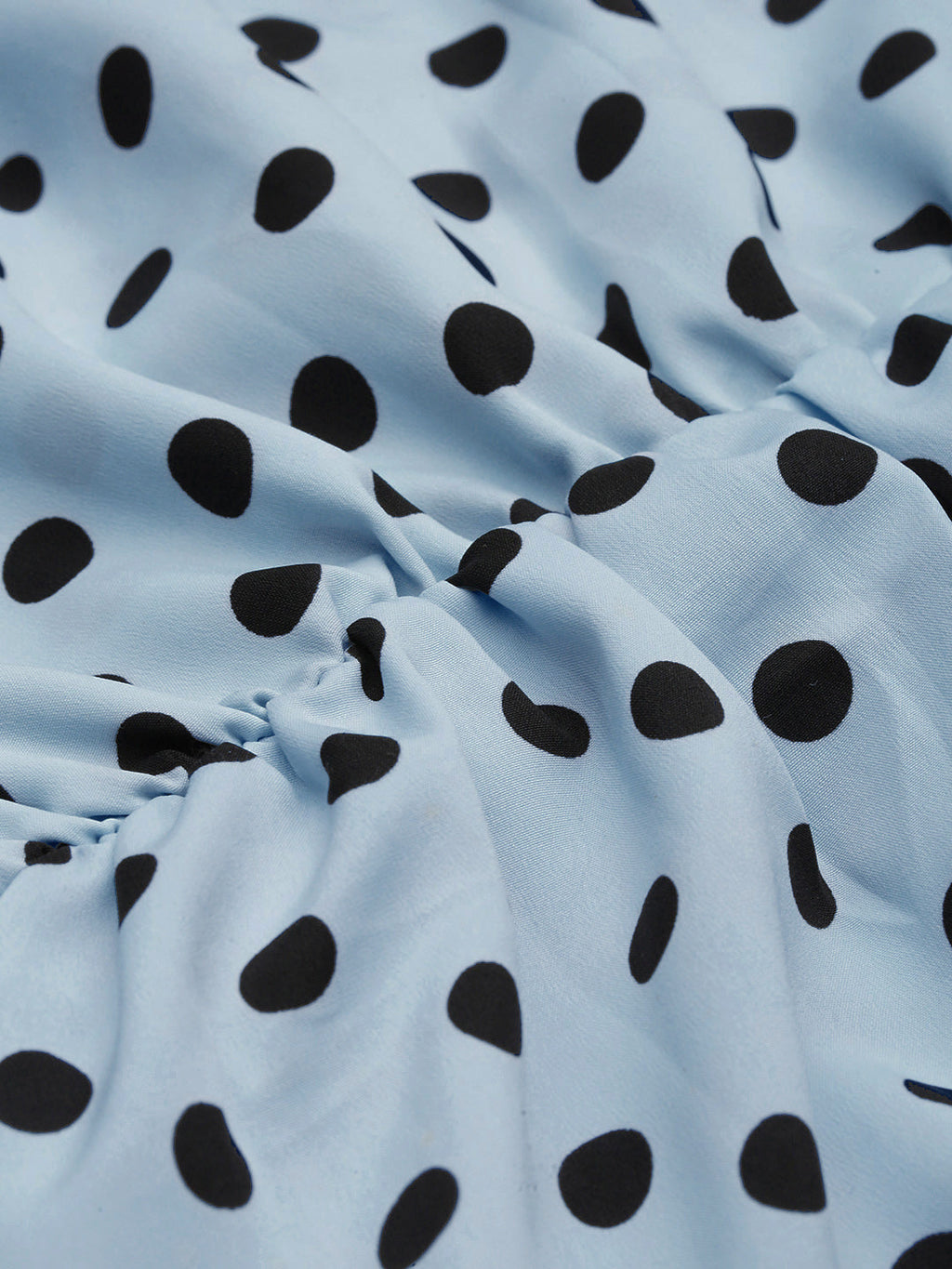 Women's Blue Polka Dots Printed Fit and Flare Maxi Dress