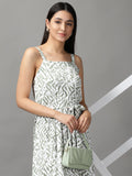 Women's White Polka Dots Sleeveless Fit and Flare Maxi Dress
