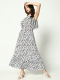 Women's Off White Off Layered Georgette A-Line Dress