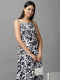 Women's White Floral Fit & Flare Dress