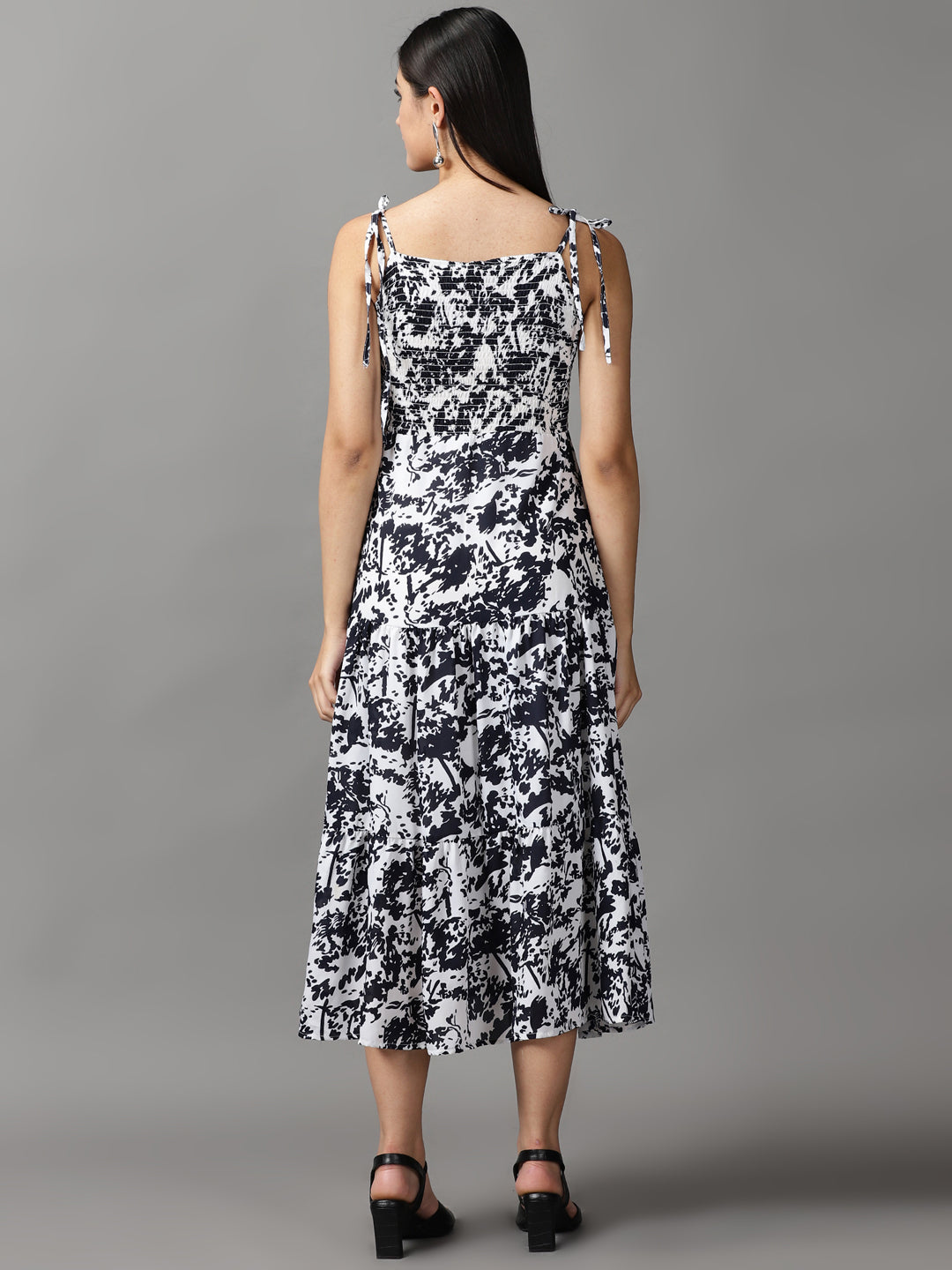 Women's White Floral Fit & Flare Dress