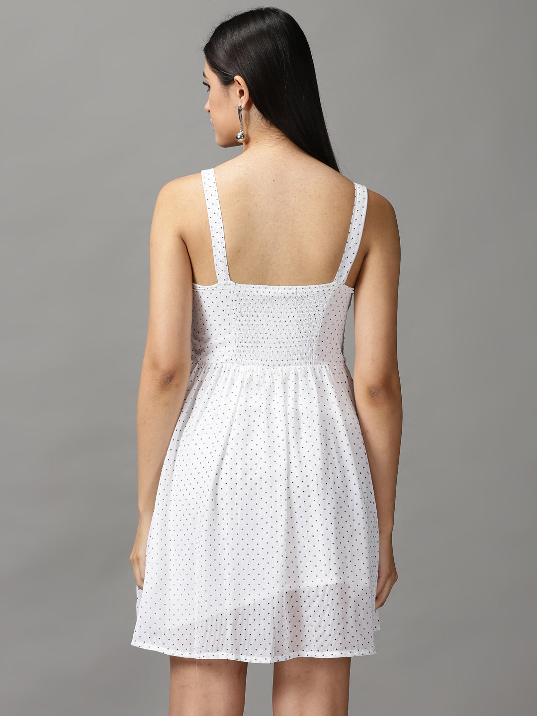 Women's Off White Polka Dots Fit & Flare Dress