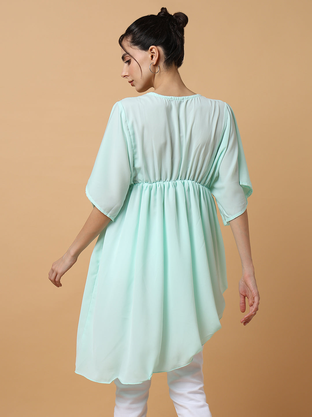 Women's Sea Green Fit & Flare Top
