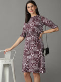 Women's Lavender Abstract Print A-Line Dress