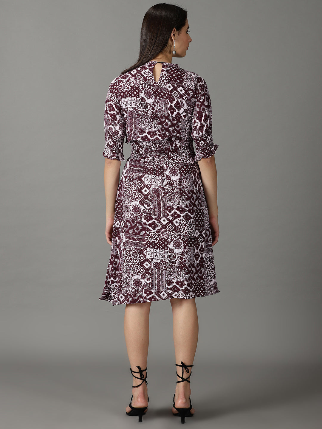 Women's Lavender Abstract Print A-Line Dress
