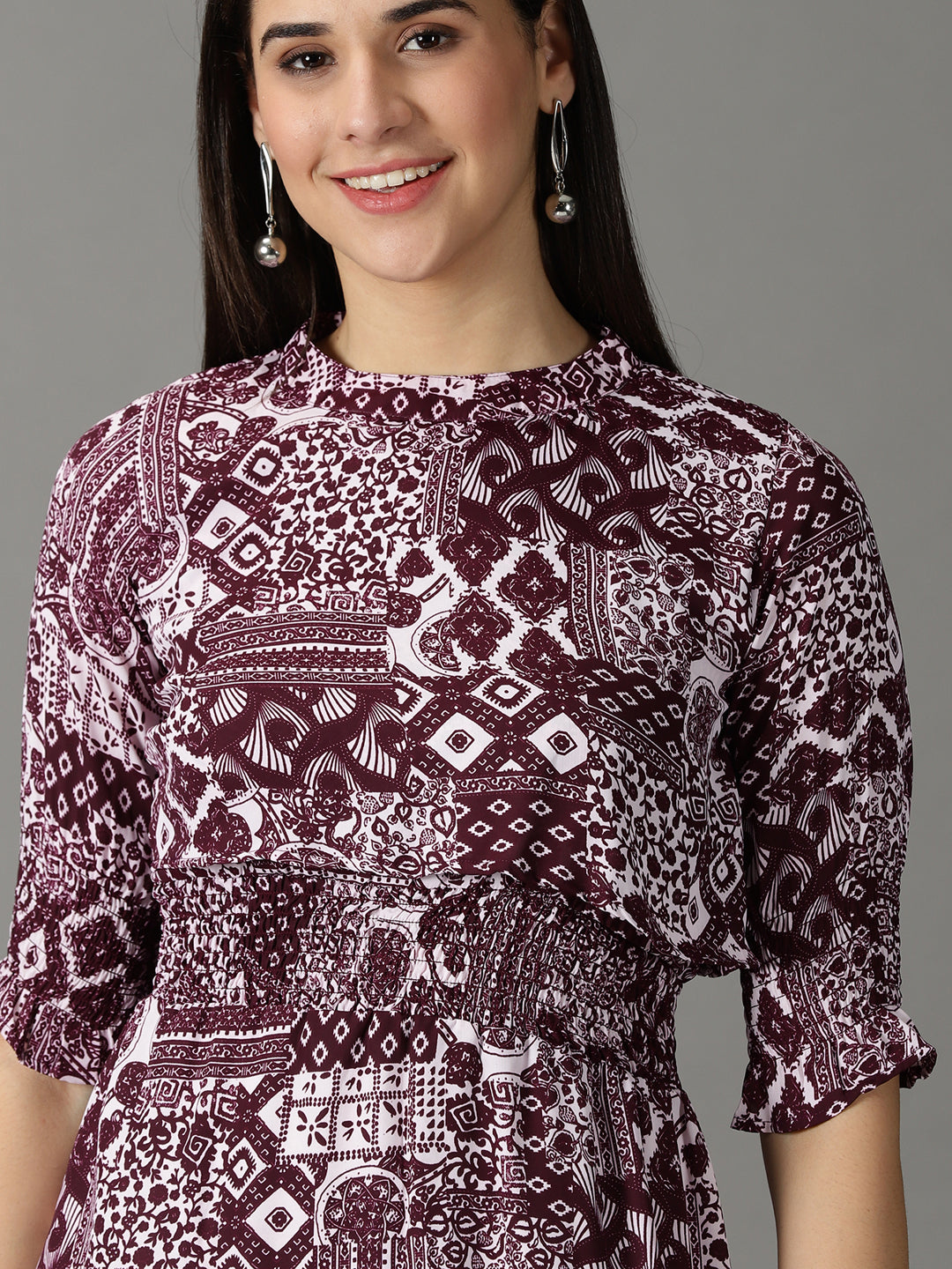 Women's Lavender Abstract Print A-Line Dress