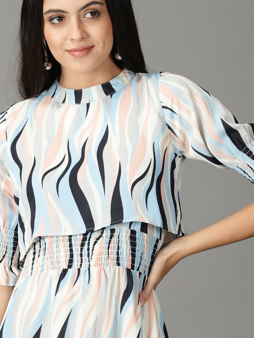 Women's Off White Chiffon A-Line Midi Dress