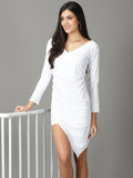 Women's White V-Neck Sheath Dress