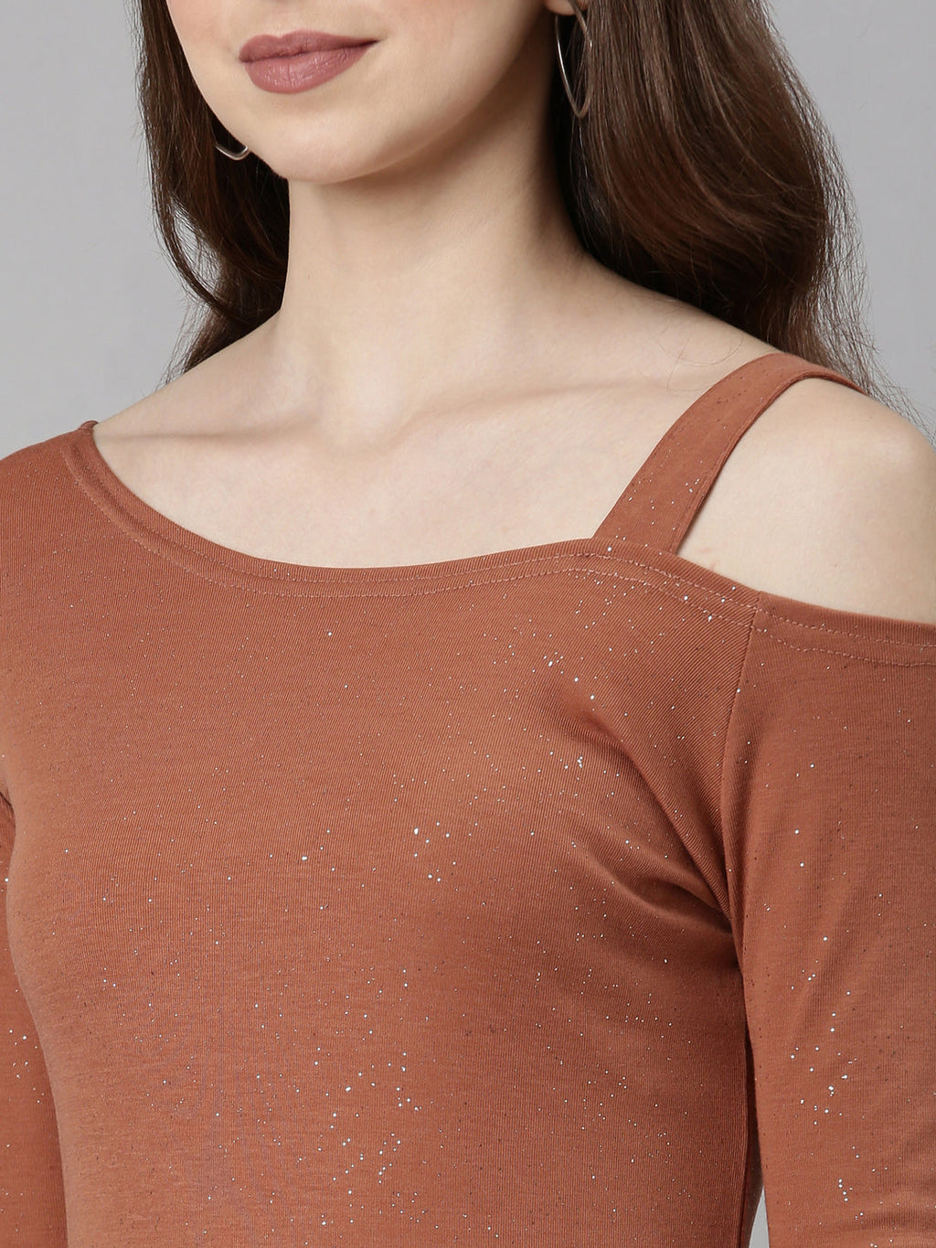 Women's Rust Solid Cold-Shoulder Sheath Mini Dress