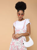 Women's Pink Printed Capri Jumpsuit