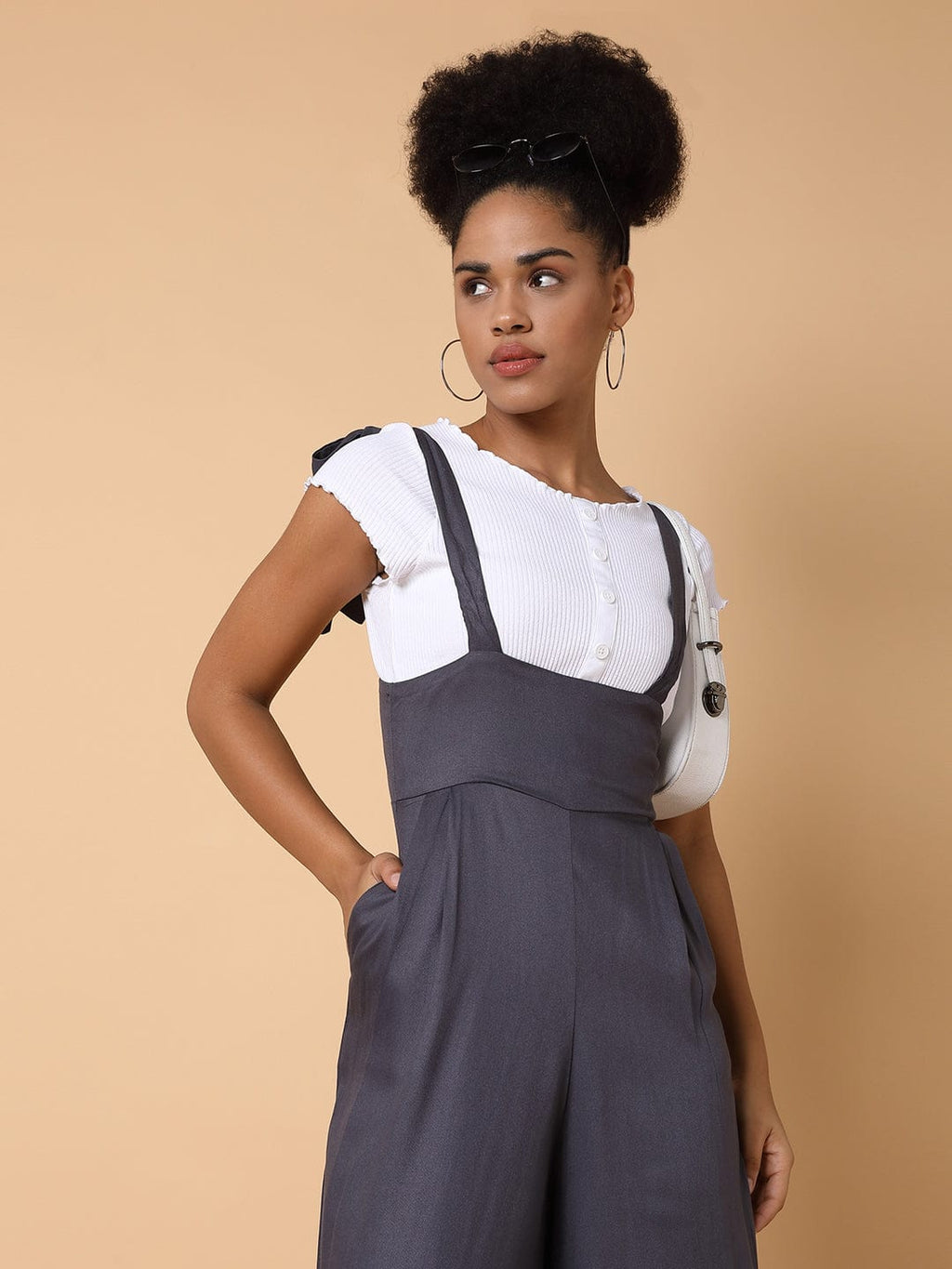 Women's Grey Capri Jumpsuit