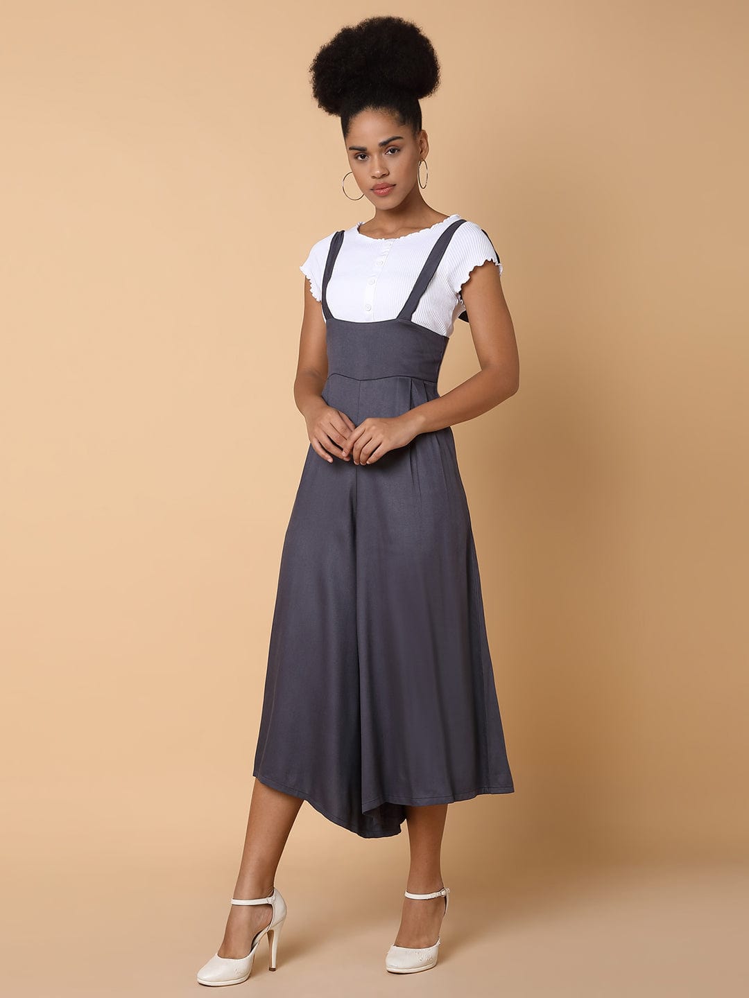 Women's Grey Capri Jumpsuit