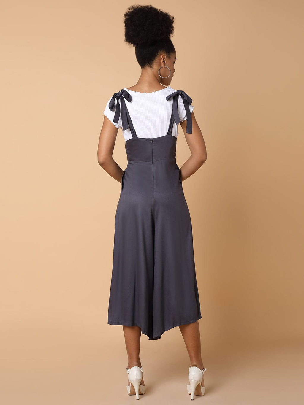 Women's Grey Capri Jumpsuit
