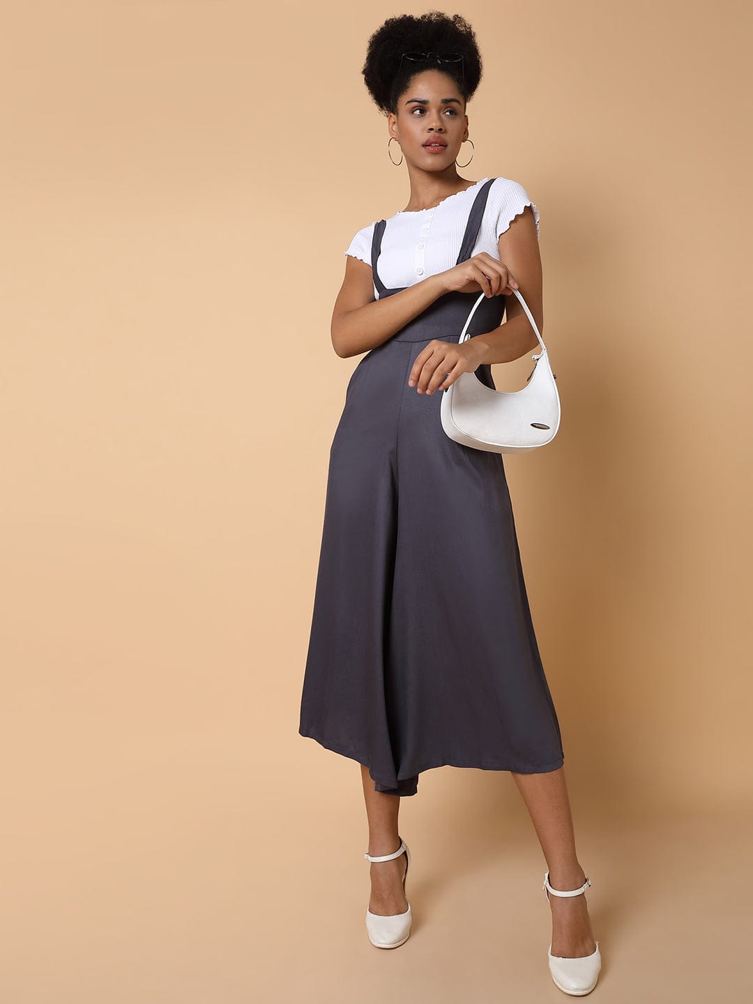 Women's Grey Capri Jumpsuit