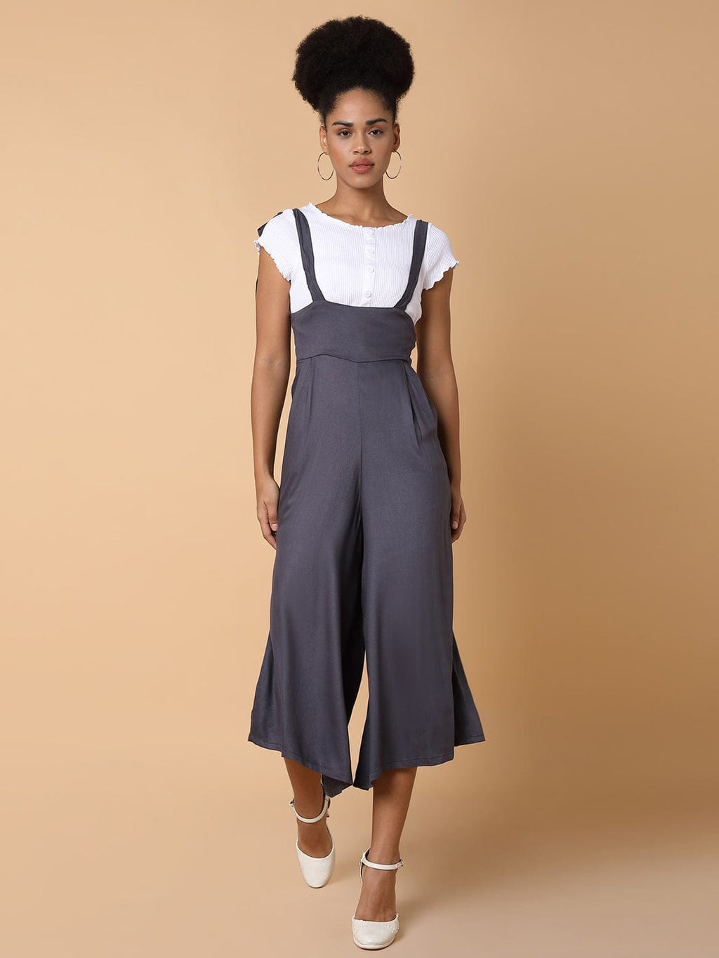 Women's Grey Capri Jumpsuit