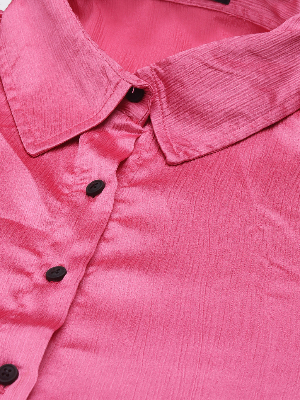 Women's Pink Shirt Collar Satin A-Line Dress