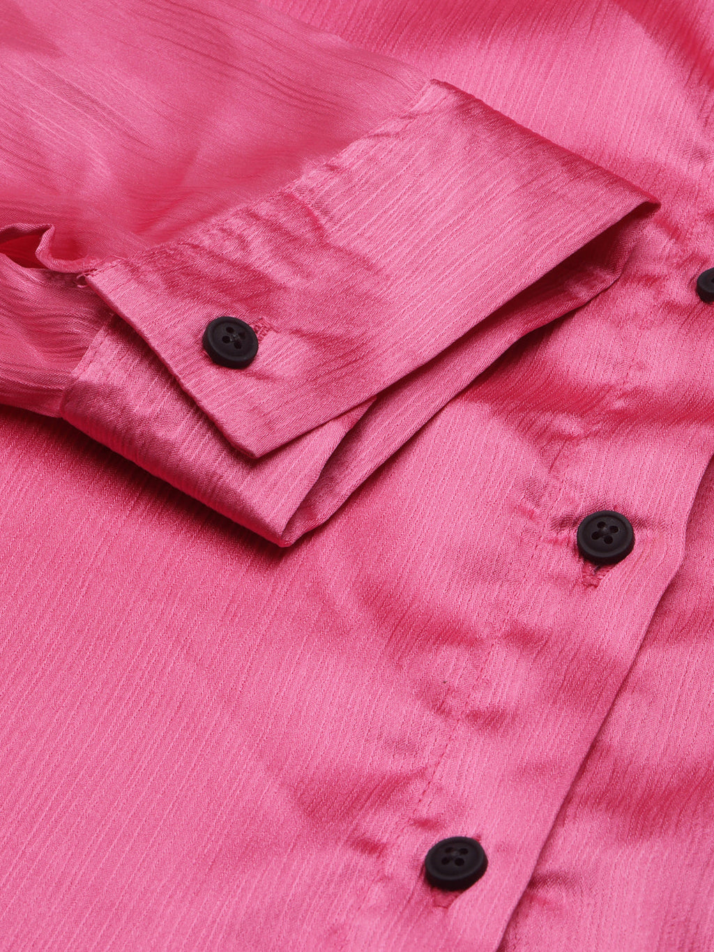 Women's Pink Shirt Collar Satin A-Line Dress