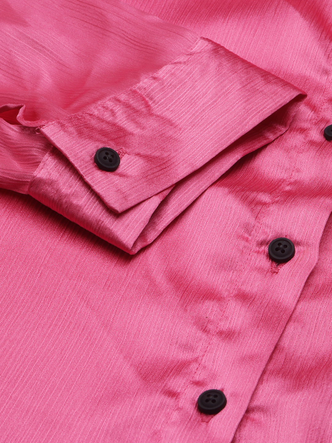 Women's Pink Shirt Collar Satin A-Line Dress