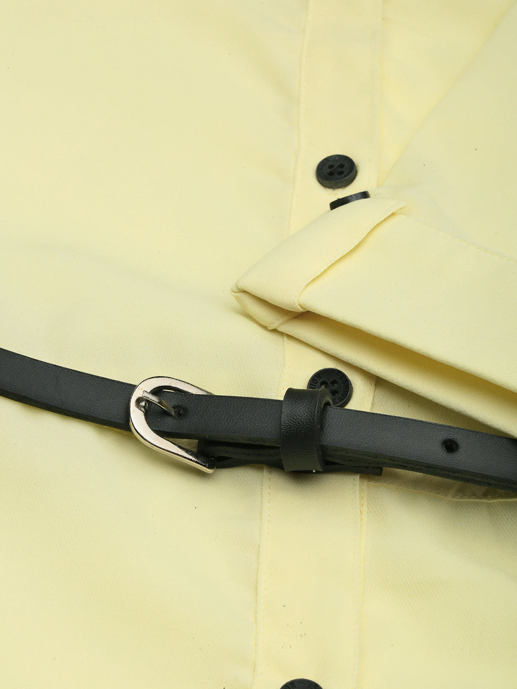 Women's Yellow Crepe Shirt Dress