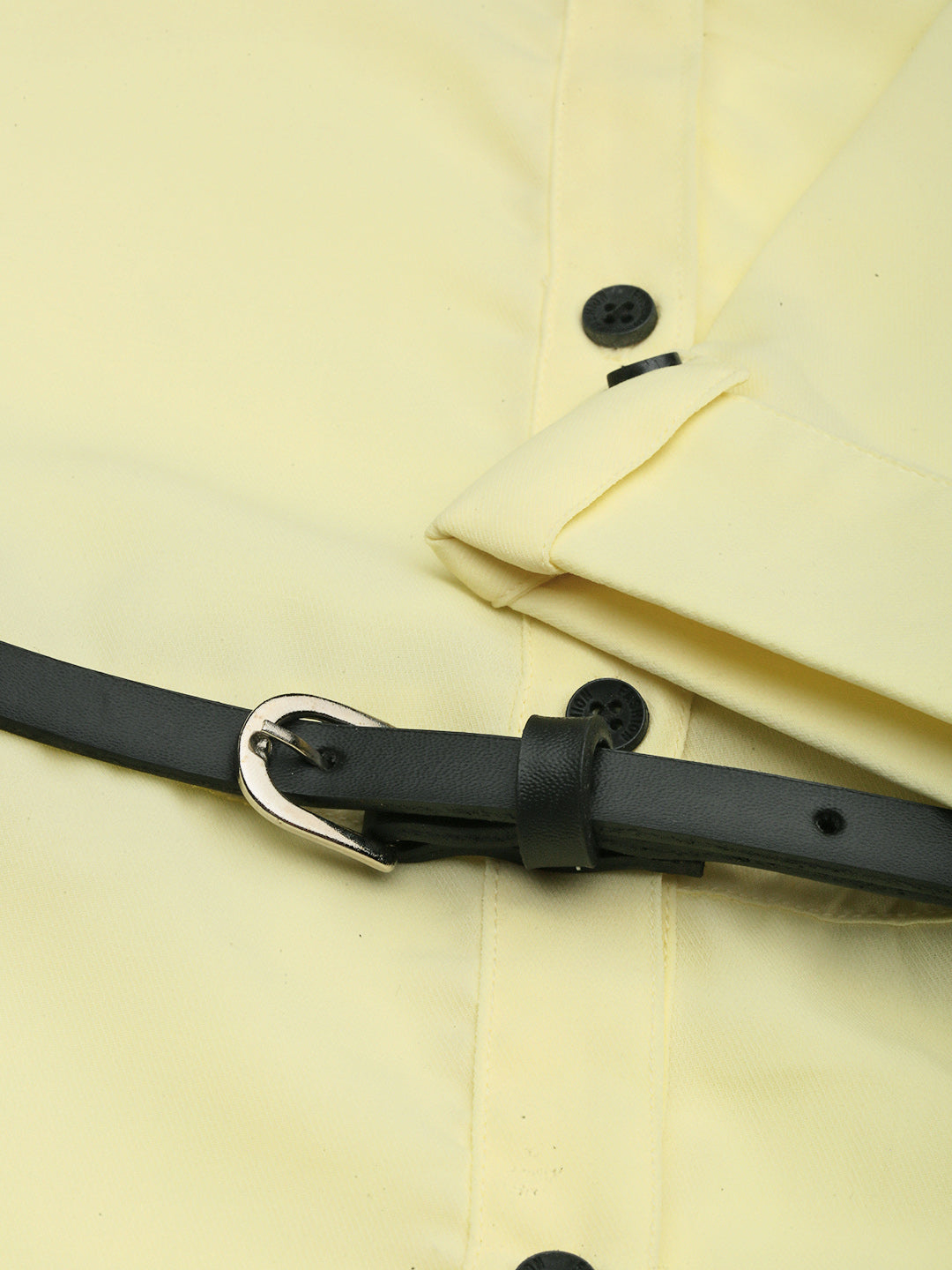 Women's Yellow Crepe Shirt Dress
