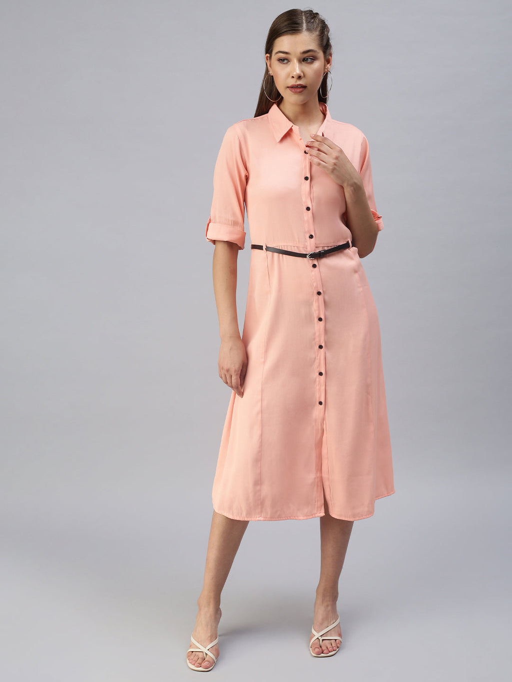 Women's Peach Shirt Dress