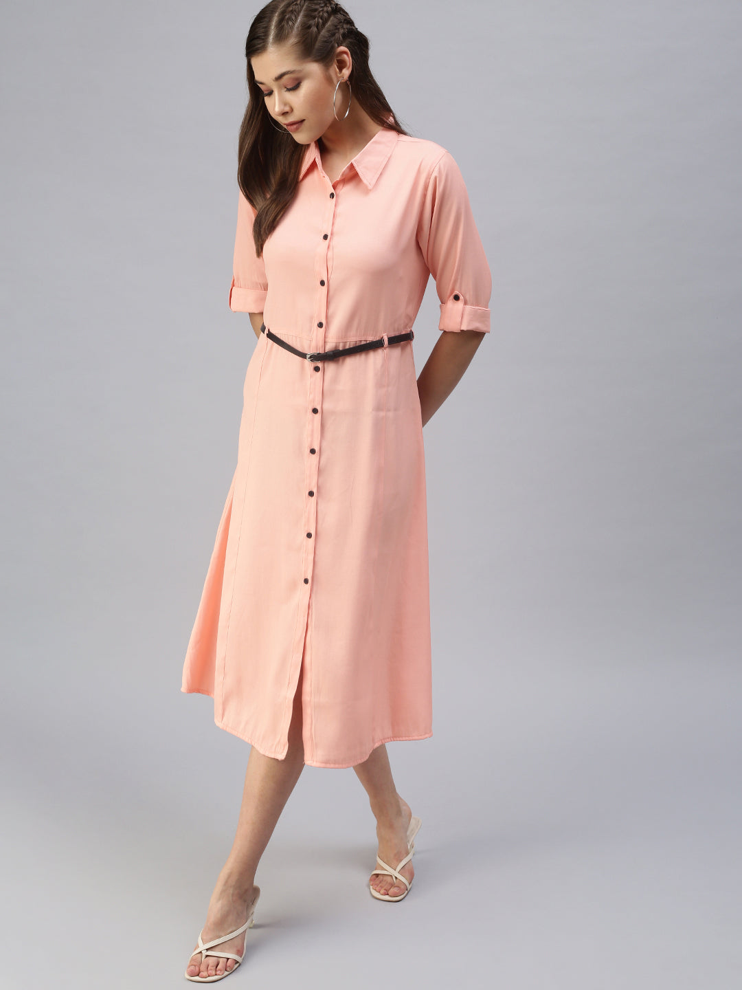 Women's Peach Shirt Dress