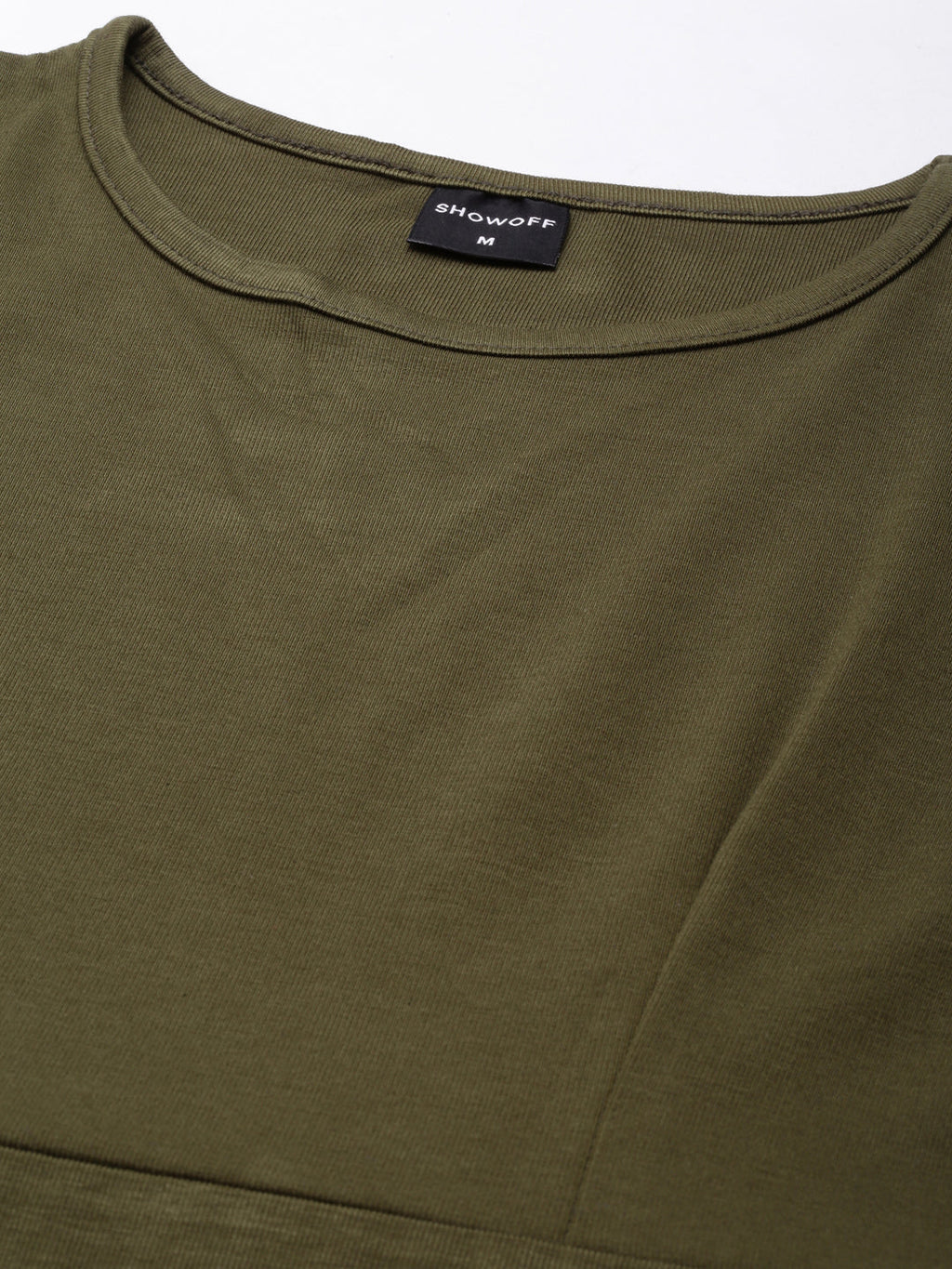 Women's Olive Round Neck T-shirt Mini Dress