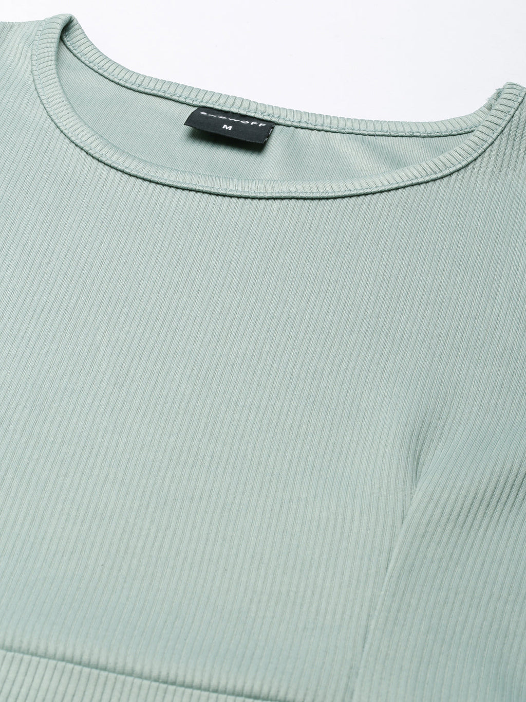 Women's Sea Green Ribbed Sheath Dress