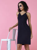 Women's Navy Blue Sleeveless Bodycon Midi Dress