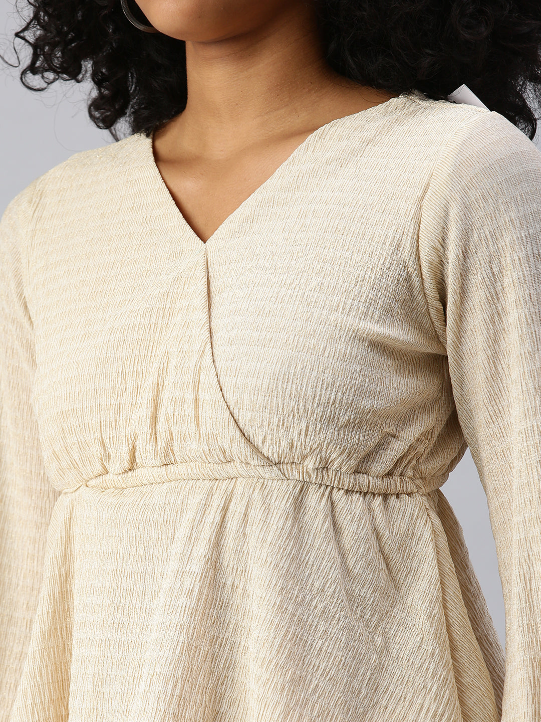 Women's Cream Wrap Top