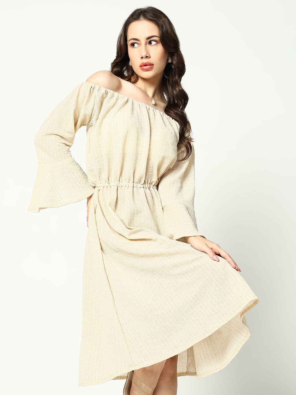 Women's Cream Off-Shoulder Dress