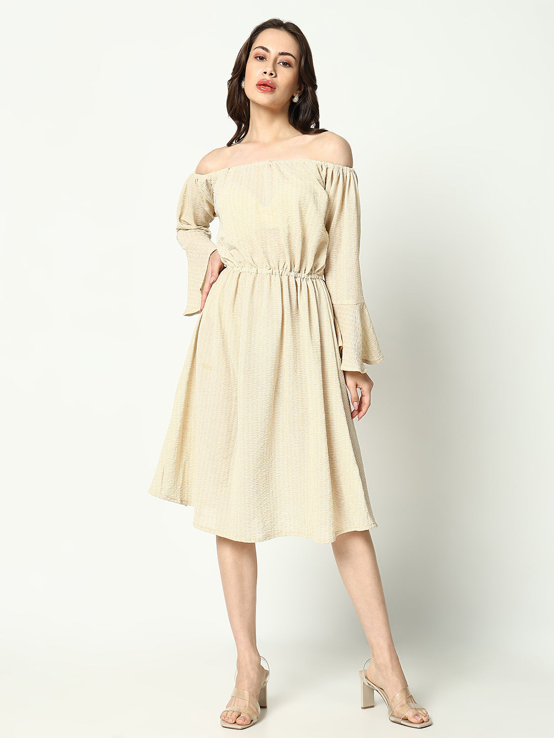 Women's Cream Off-Shoulder Dress