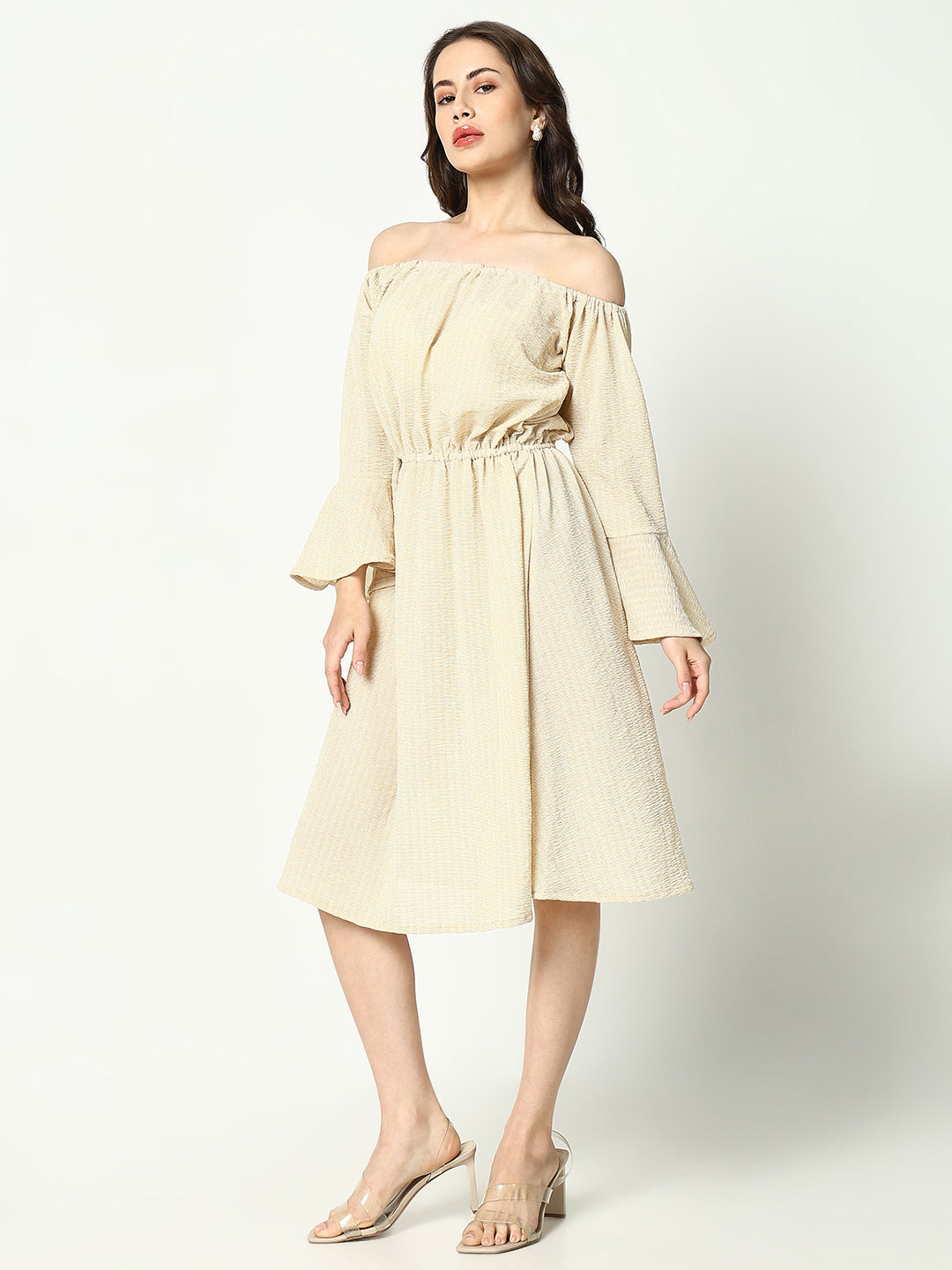 Women's Cream Off-Shoulder Dress