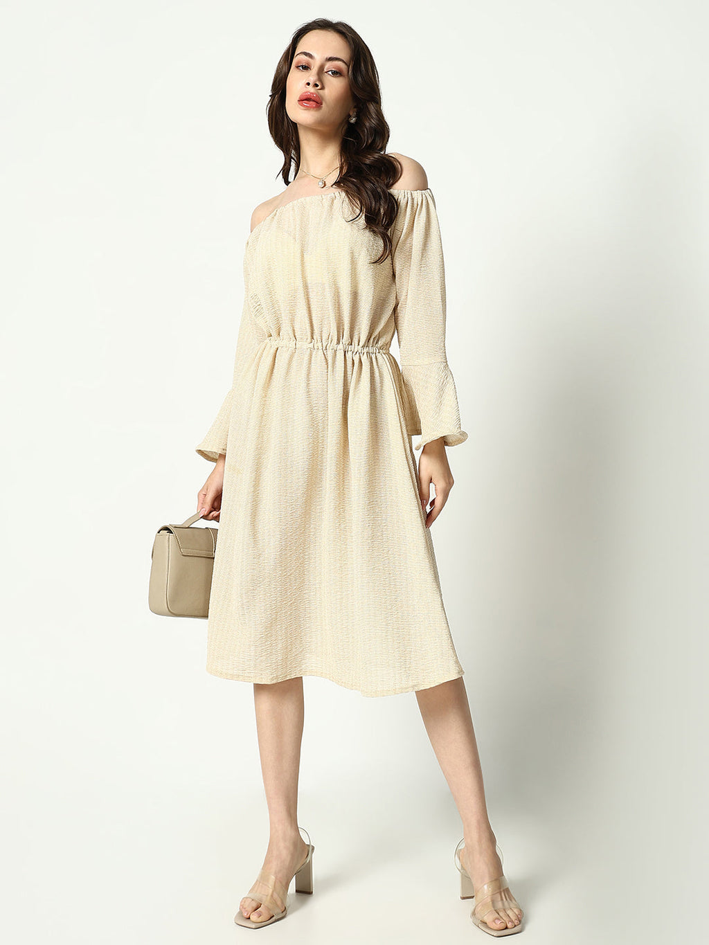 Women's Cream Off-Shoulder Dress