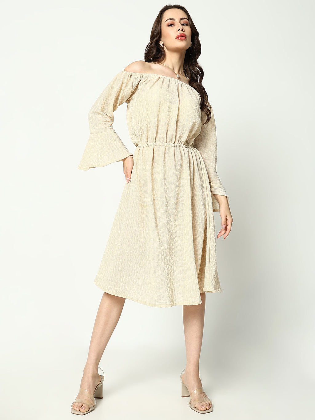 Women's Cream Off-Shoulder Dress