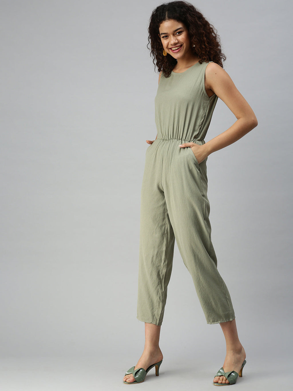 Women's Olive Basic Jumpsuit