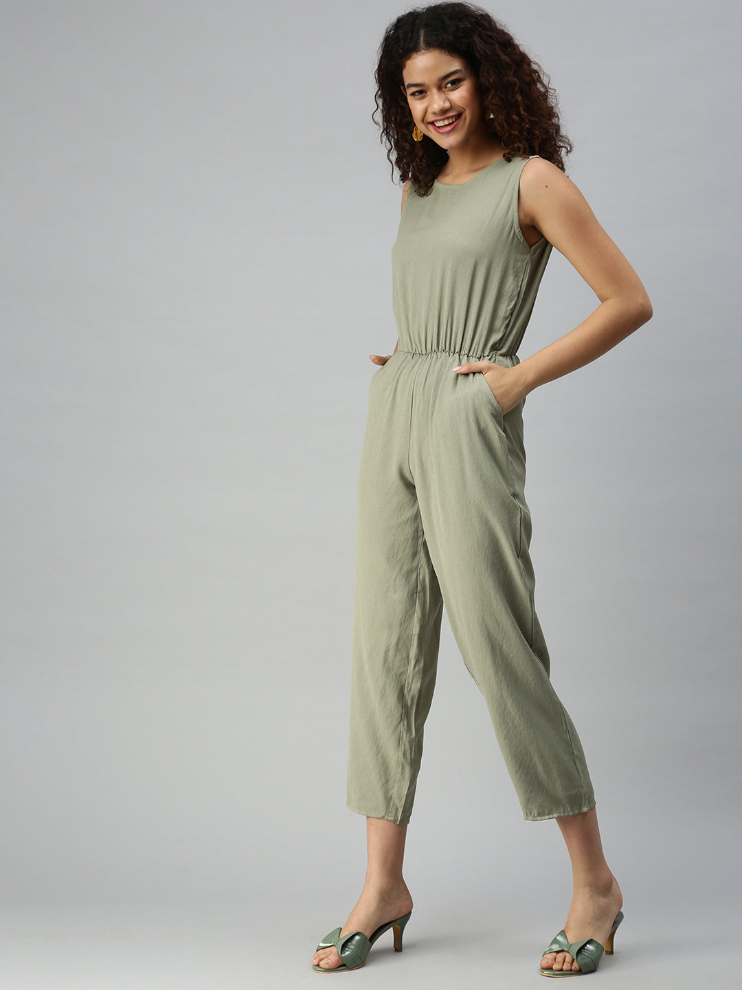 Women's Olive Basic Jumpsuit