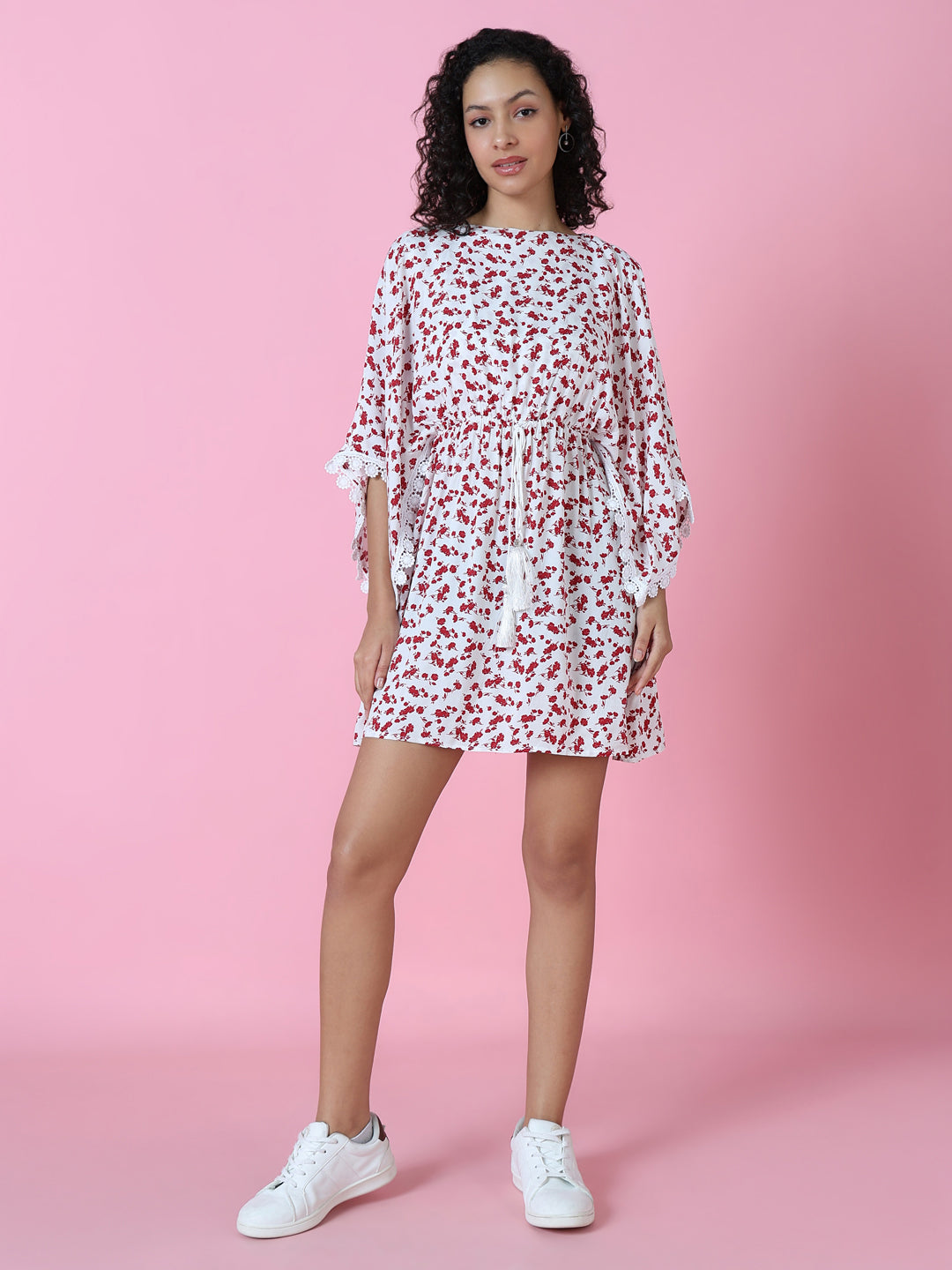 Women's White Floral A-Line Dress