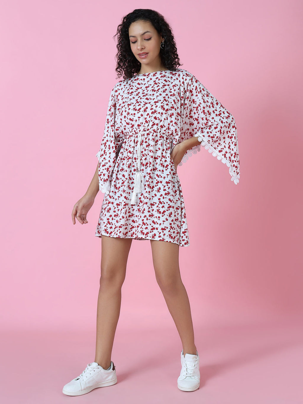 Women's White Floral A-Line Dress