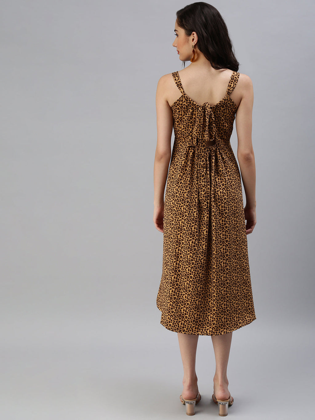 Women's Brown Animal A-Line Dress