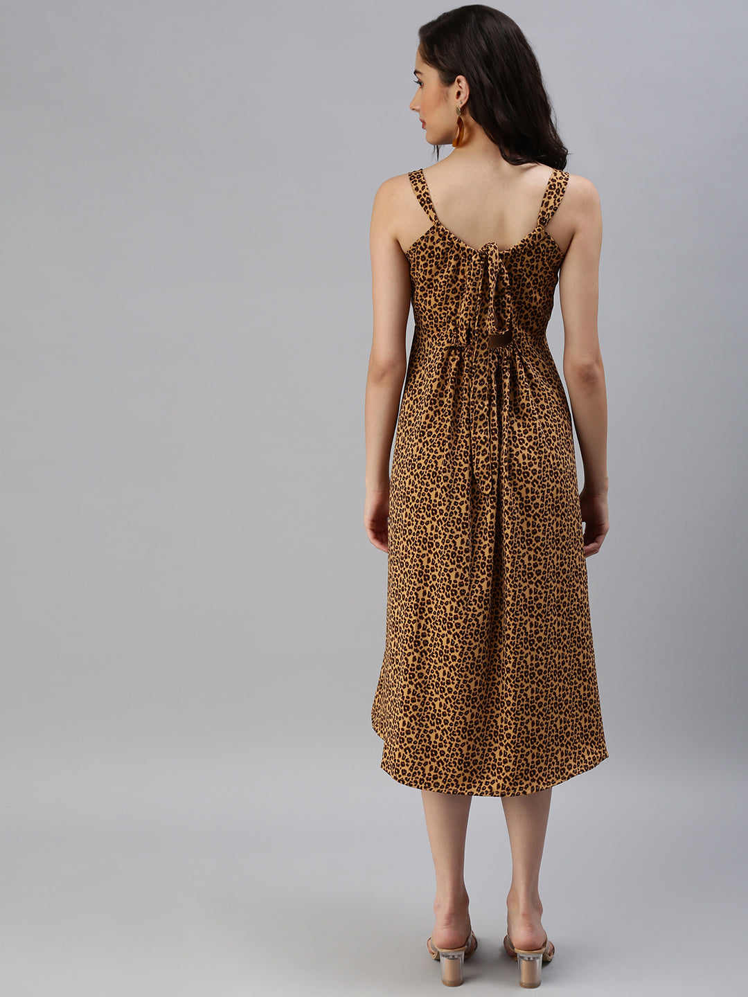 Women's Brown Animal A-Line Dress