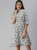 Women's White A-Line Dress