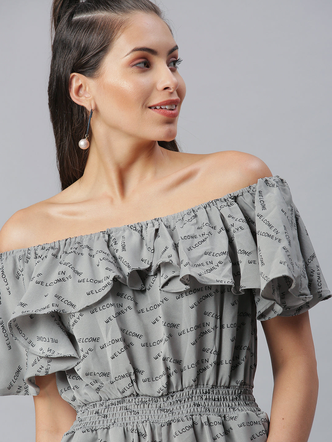 Women's Grey Printed Culotte Jumpsuit